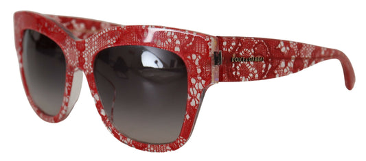 Red DG4231F Lace Acetate Rectangle Shades Sunglasses-Dolce & Gabbana-LabelTerrace.com
