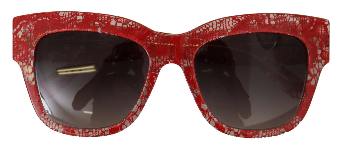 Red DG4231F Lace Acetate Rectangle Shades Sunglasses-Dolce & Gabbana-LabelTerrace.com