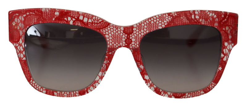 Red DG4231F Lace Acetate Rectangle Shades Sunglasses-Dolce & Gabbana-LabelTerrace.com