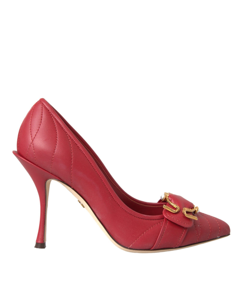 Red Devotion Leather Heels Pumps Shoes-Dolce & Gabbana-LabelTerrace.com