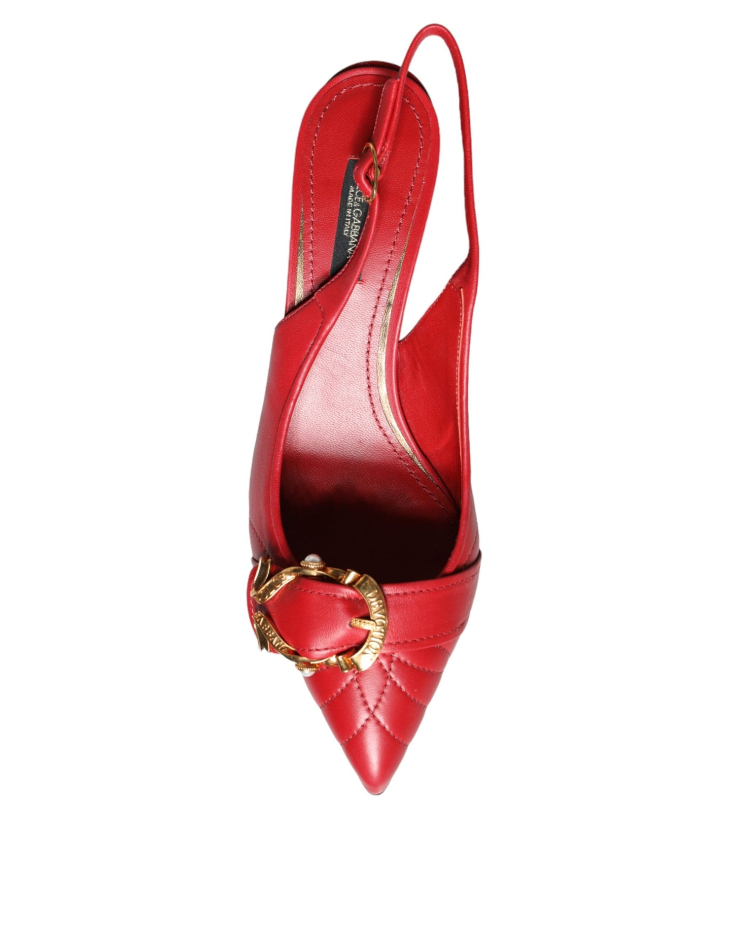 Red Devotion Leather Heels Slingback Shoes-Dolce & Gabbana-LabelTerrace.com