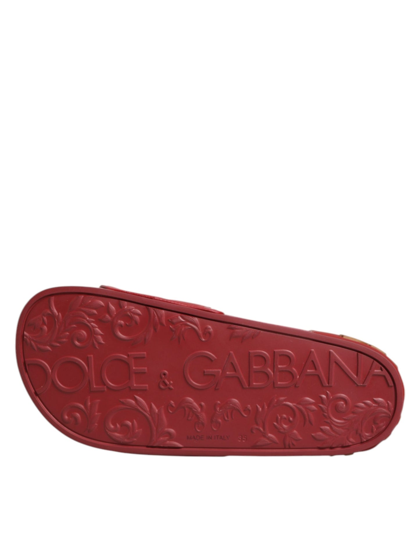 Red Devotion Matelassé Leather Slides Shoes-Dolce & Gabbana-LabelTerrace.com