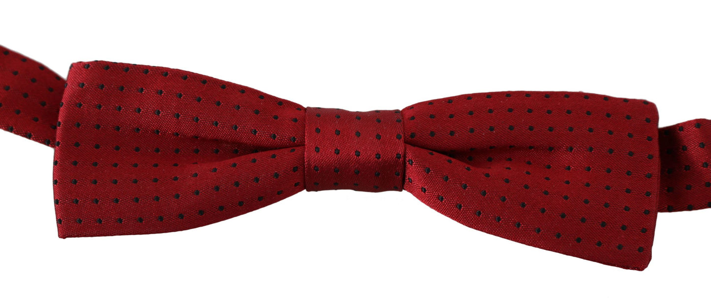 Red Dotted Silk Adjustable Neck Papillon Bow Tie-Dolce & Gabbana-LabelTerrace.com