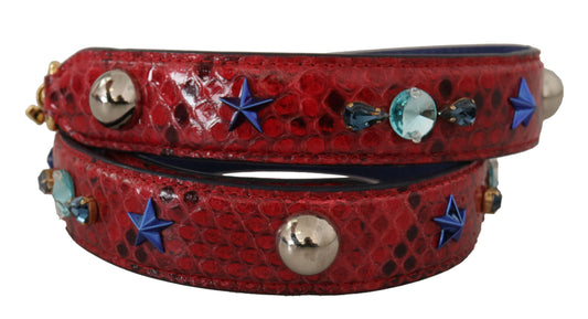 Red Exotic Leather Crystals Shoulder Strap-Dolce & Gabbana-LabelTerrace.com