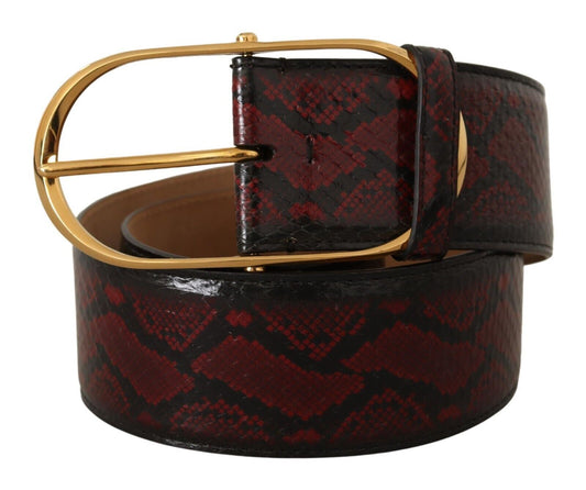 Red Exotic Leather Gold Oval Buckle Belt-Dolce & Gabbana-LabelTerrace.com