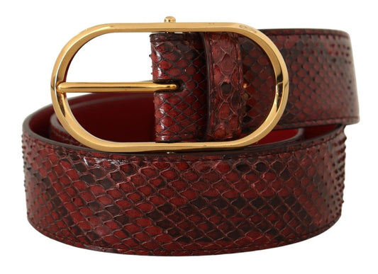 Red Exotic Leather Gold Oval Buckle Belt-Dolce & Gabbana-LabelTerrace.com