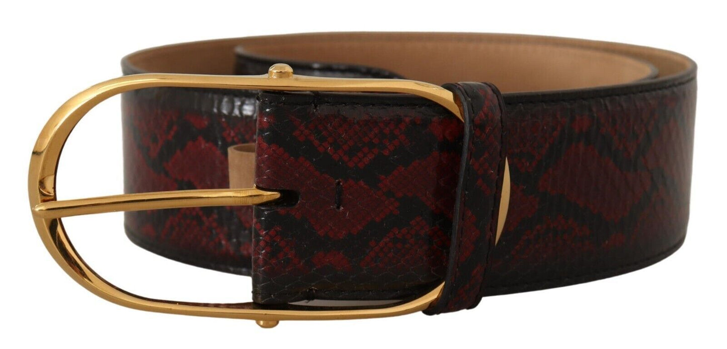 Red Exotic Leather Gold Oval Buckle Belt-Dolce & Gabbana-LabelTerrace.com