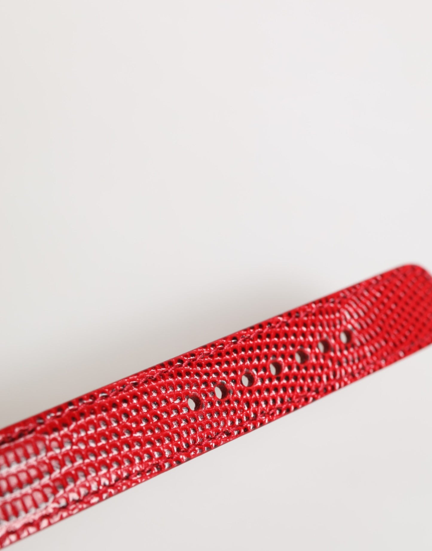 Red Exotic Leather Gold Tone Metal Buckle Women Armband-Dolce & Gabbana-LabelTerrace.com