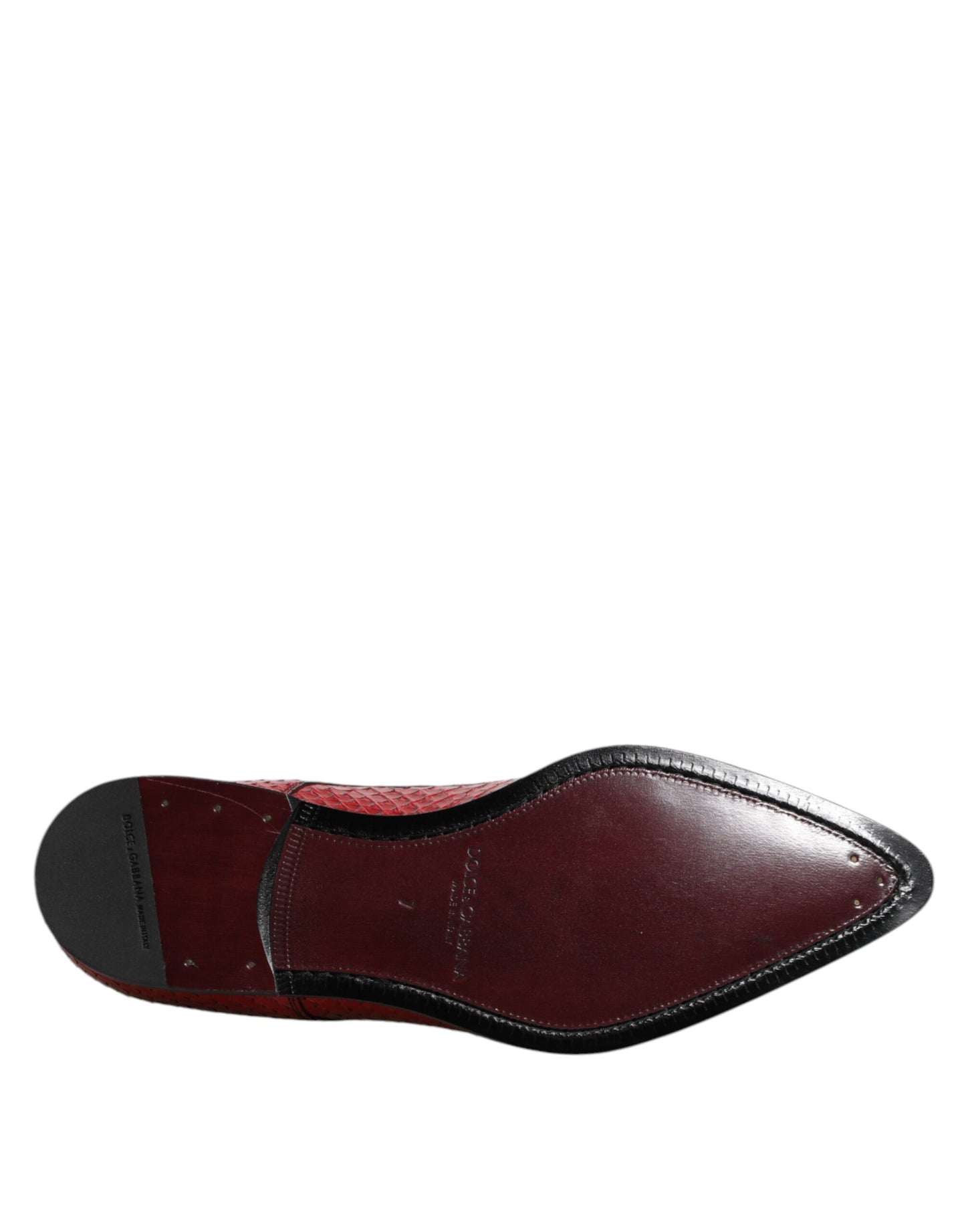 Red Exotic Leather Lace Up Dress Derby Shoes-Dolce & Gabbana-LabelTerrace.com