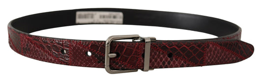 Red Exotic Leather Metal Logo Buckle Belt-Dolce & Gabbana-LabelTerrace.com