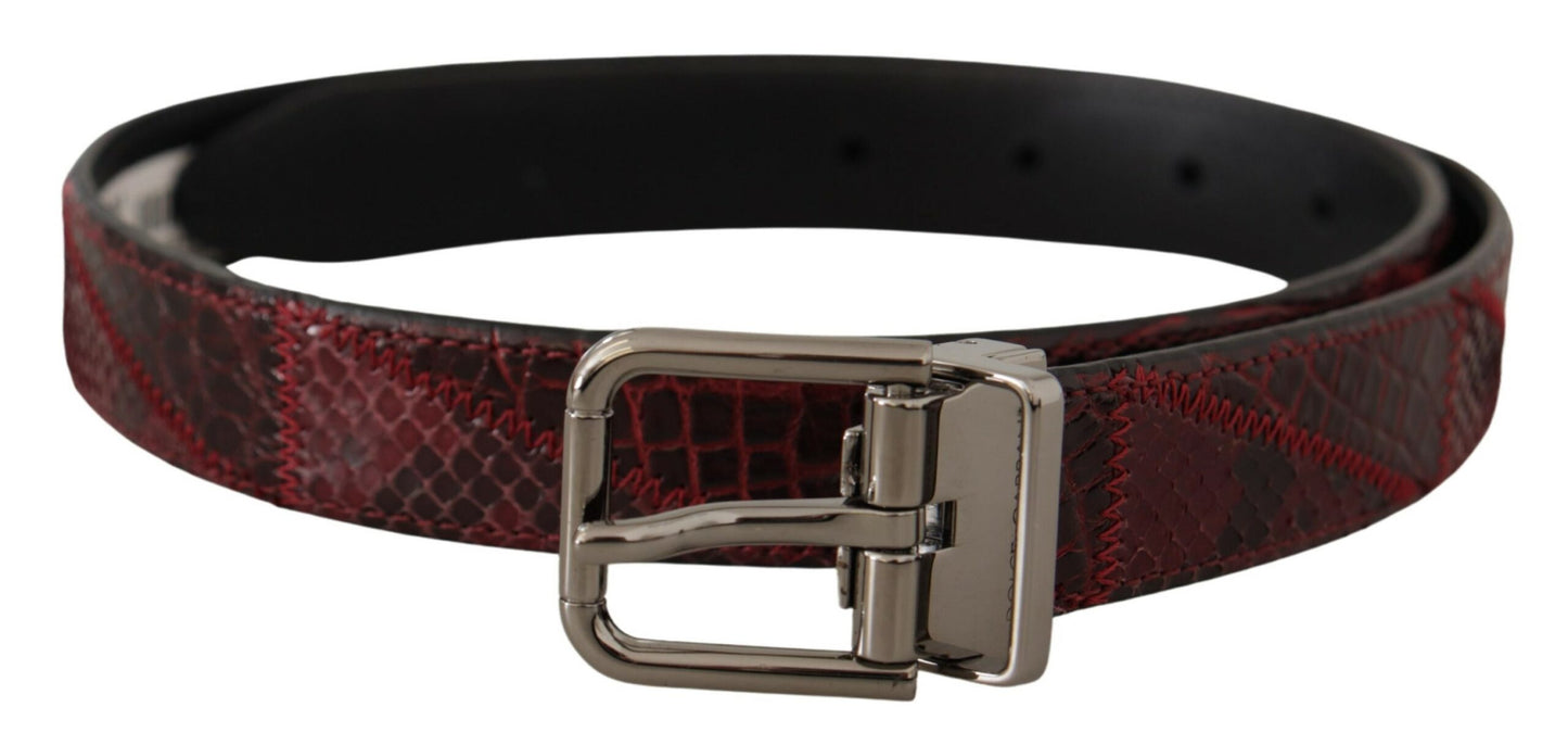 Red Exotic Leather Metal Logo Buckle Belt-Dolce & Gabbana-LabelTerrace.com