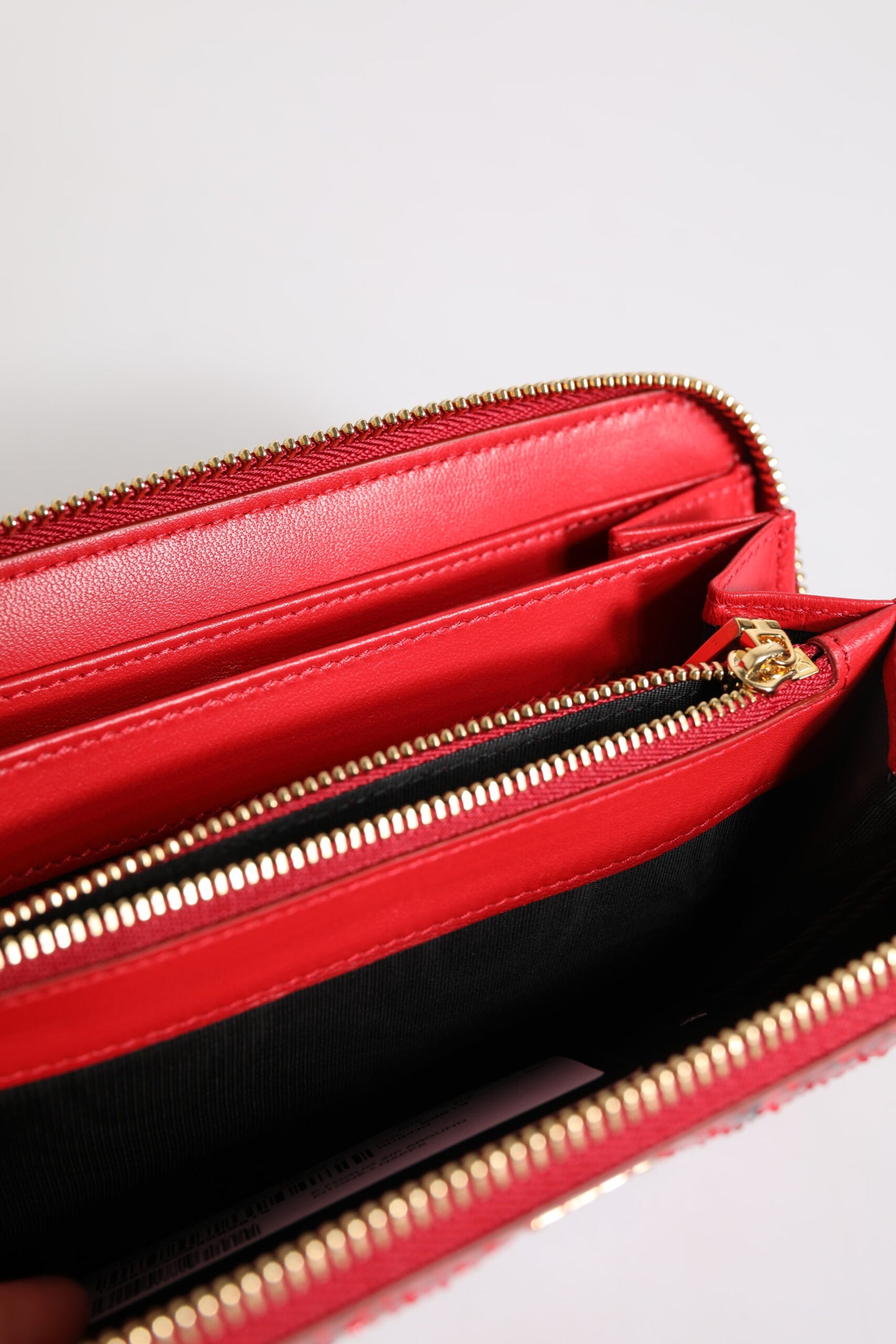 Red Exotic Leather Zip Around Continental Clutch Wallet-Dolce & Gabbana-LabelTerrace.com