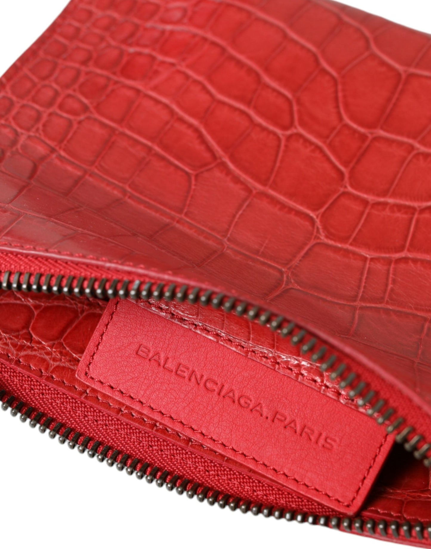Red Exotic Skin Leather Classic Pouch Purse Wristlet Bag-Balenciaga-LabelTerrace.com