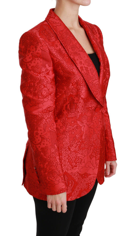 Red Floral Angel Blazer Coat Jacket-Dolce & Gabbana-LabelTerrace.com