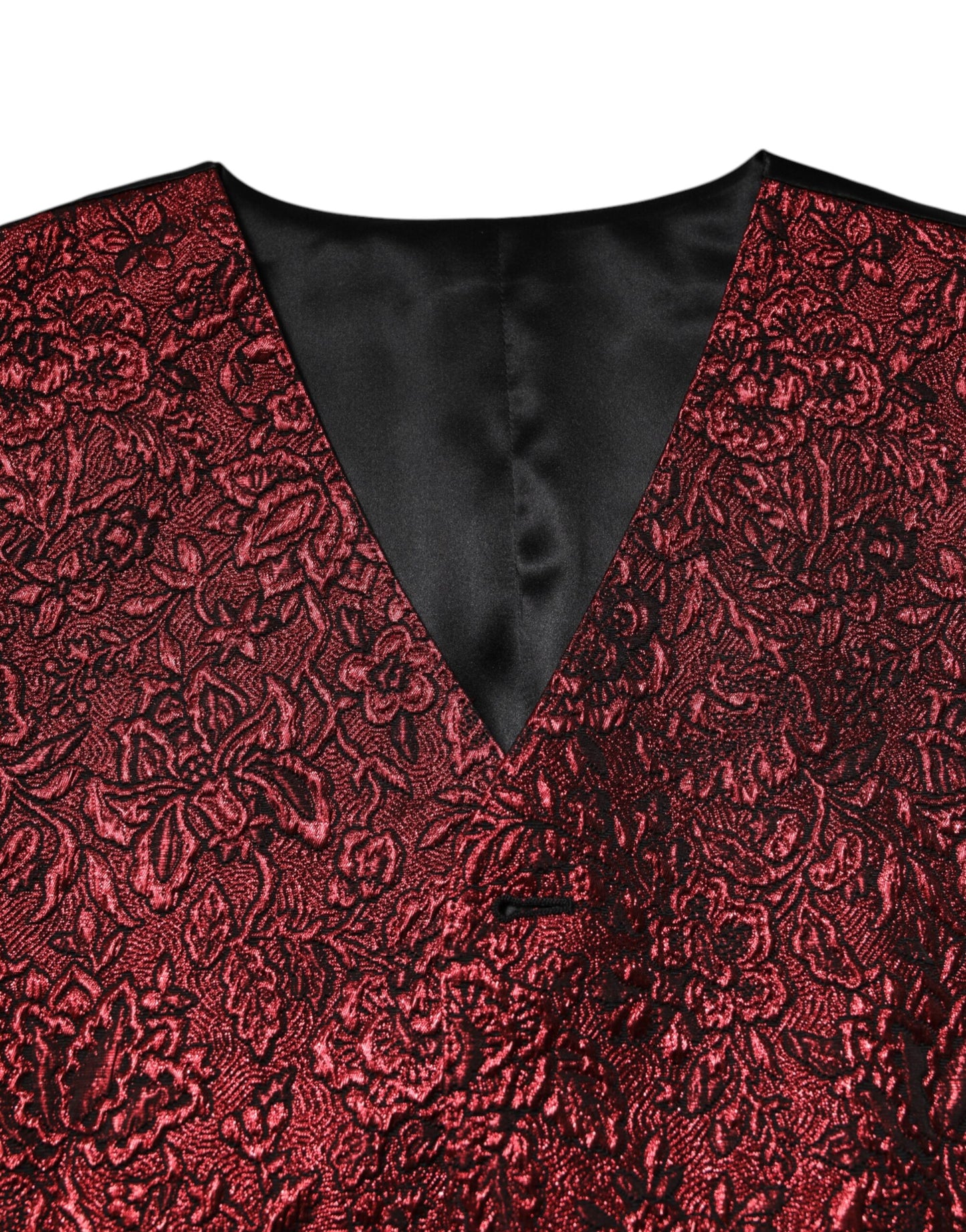 Red Floral Brocade Formal Men Waistcoat Vest-Dolce & Gabbana-LabelTerrace.com