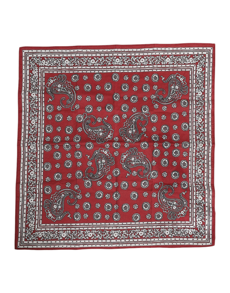 Red Floral Cotton Square Foulard Scarf-Dolce & Gabbana-LabelTerrace.com