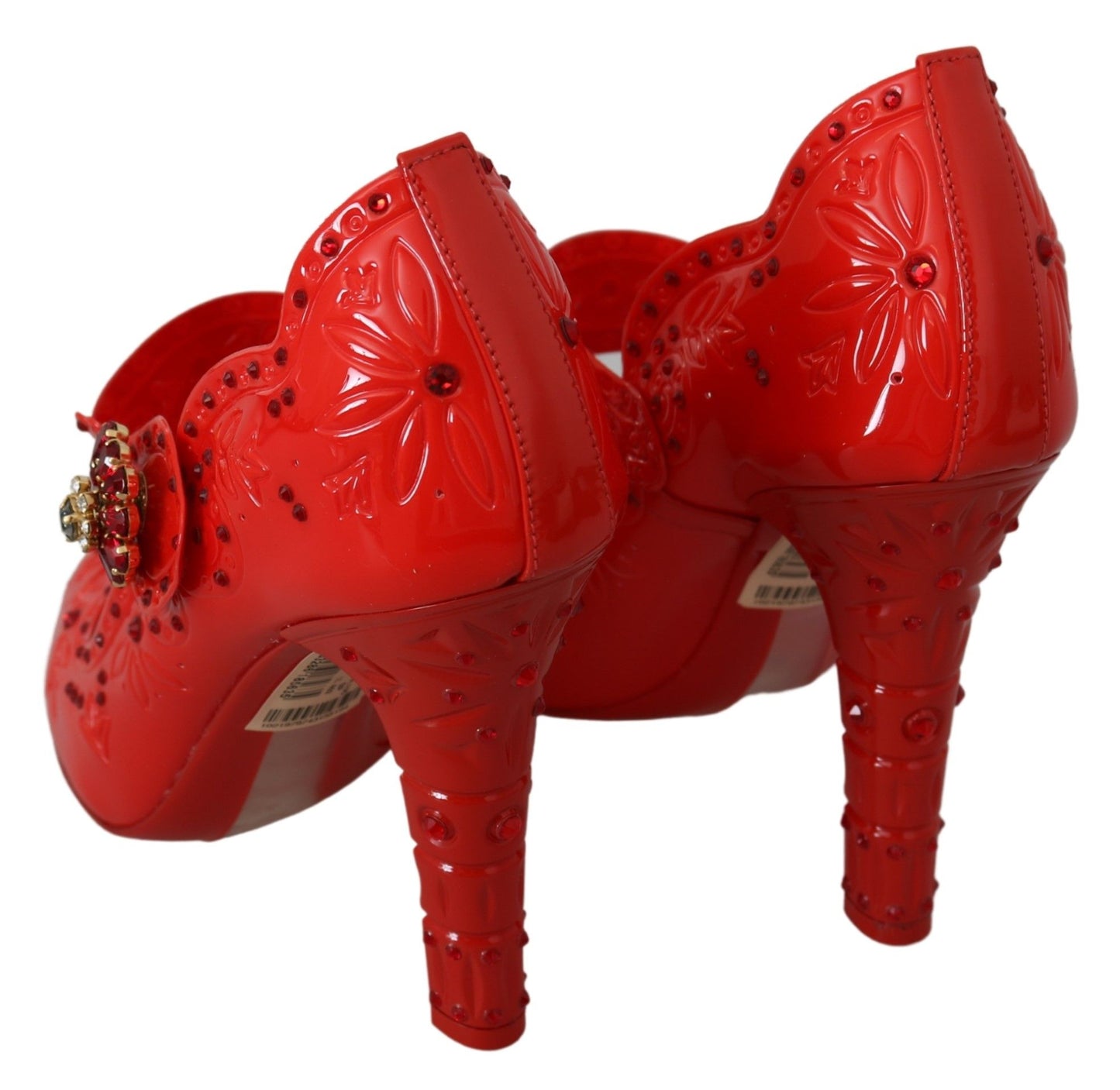 Red Floral Crystal CINDERELLA Heels Shoes-Dolce & Gabbana-LabelTerrace.com