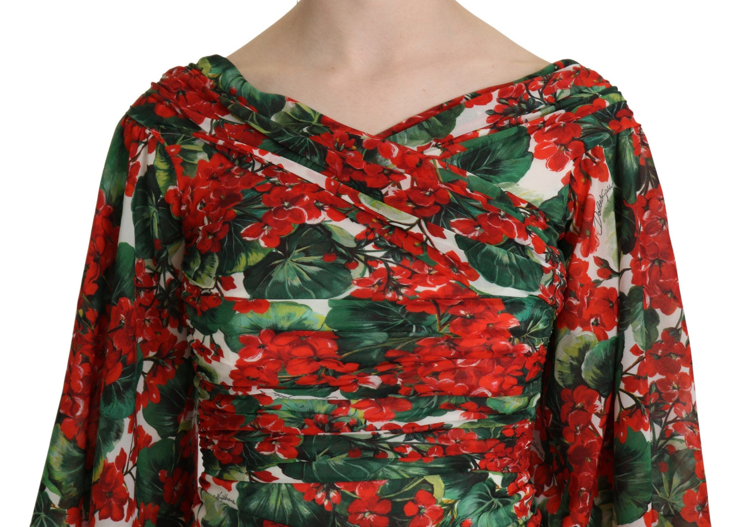 Red Floral Sheath Midi Silk Stretch Dress-Dolce & Gabbana-LabelTerrace.com