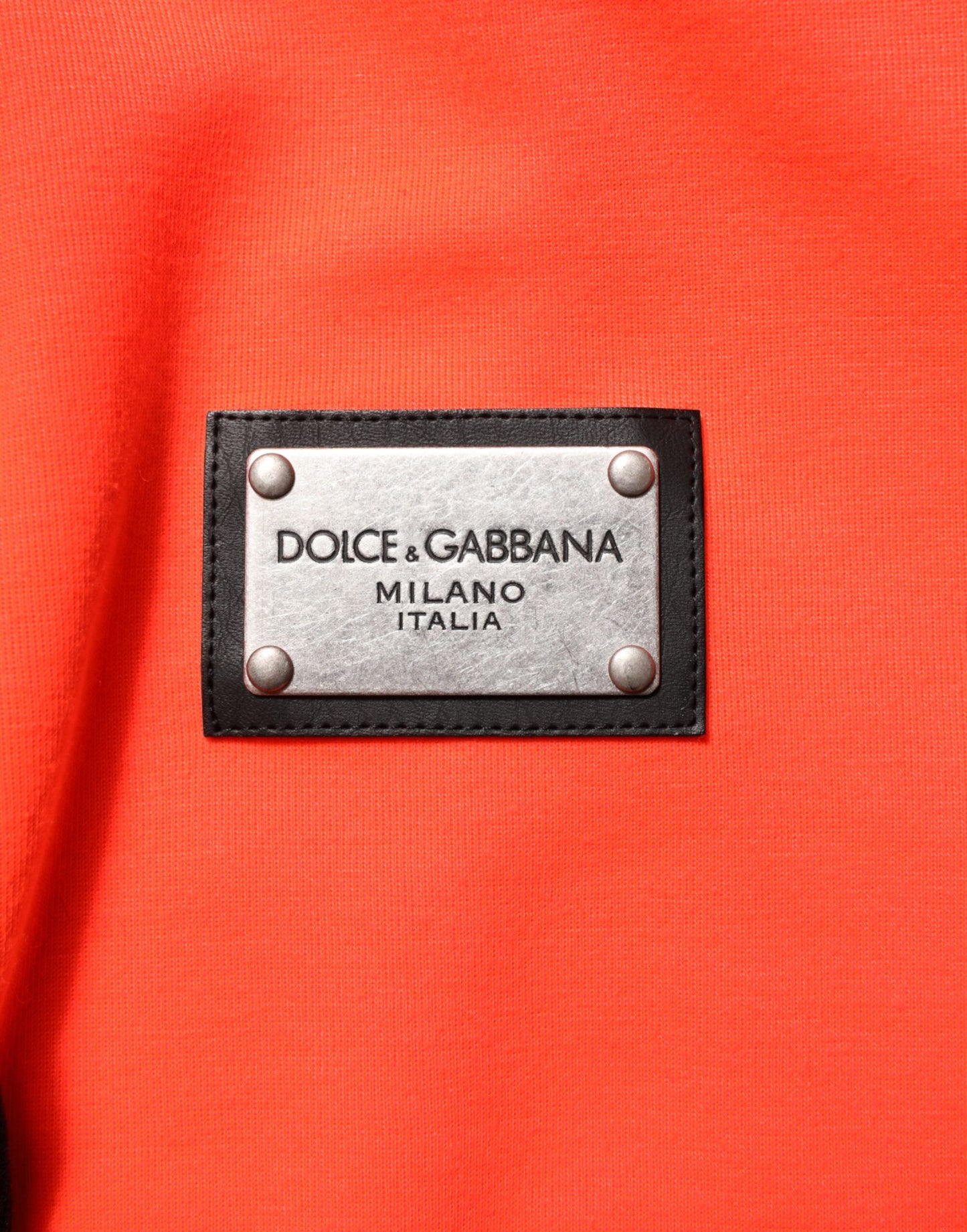 Red Fluorescent Polyester Logo Patch Hoodie Sweater-Dolce & Gabbana-LabelTerrace.com