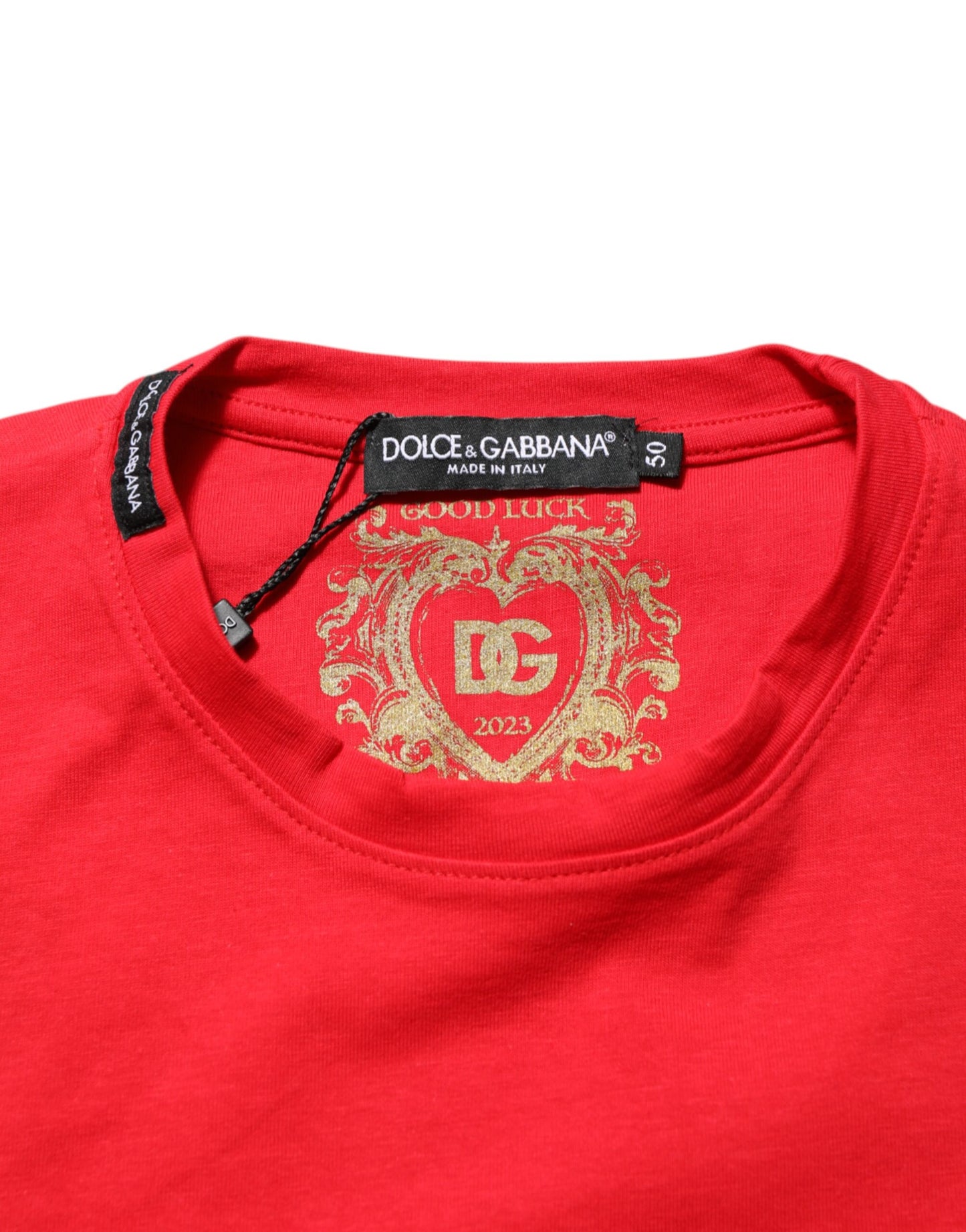 Red Goodluck 2023 Cotton Crew Neck T-shirt