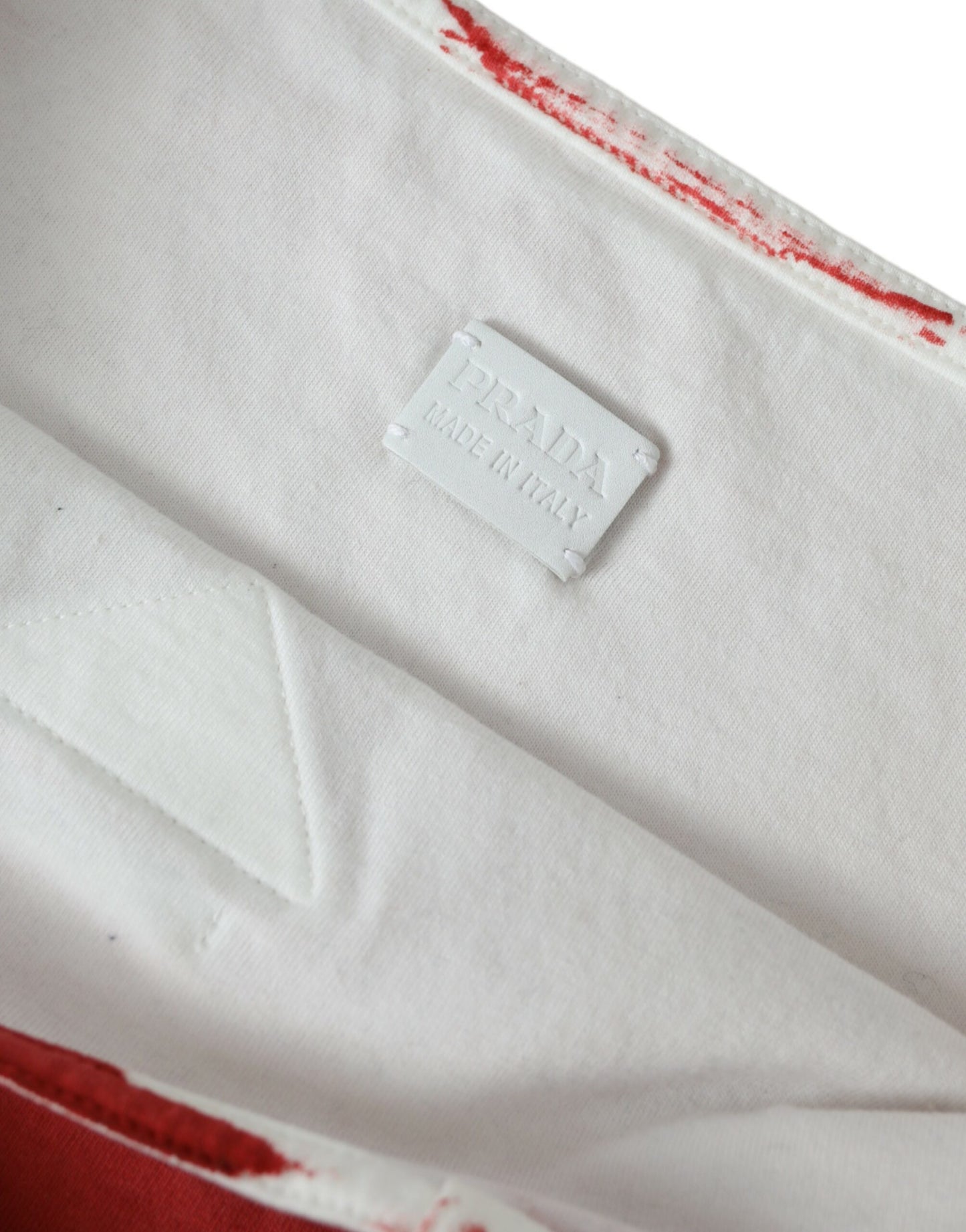 Red Jersey Fabric Logo Shoulder Shopping Tote Bag-Prada-LabelTerrace.com