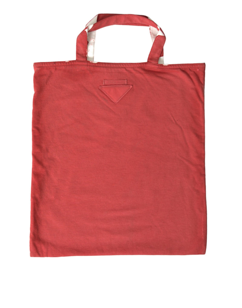 Red Jersey Fabric Logo Shoulder Shopping Tote Bag-Prada-LabelTerrace.com