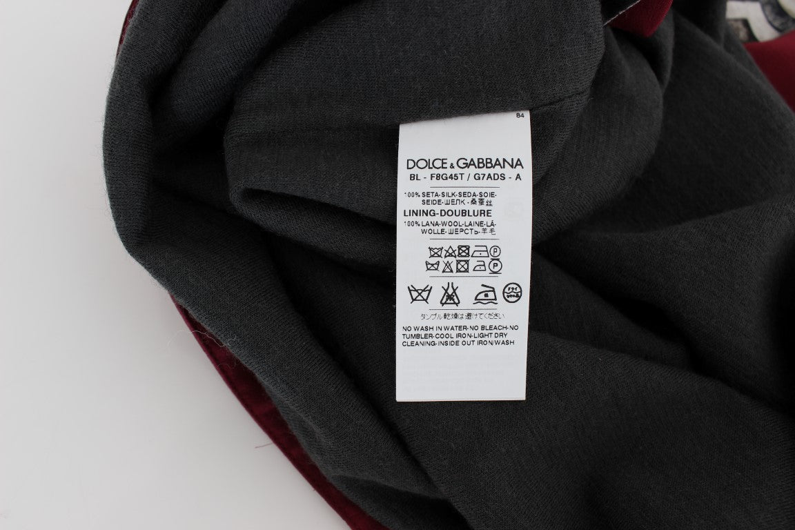 Red Knight Print Silk Blouse T-shirt-Dolce & Gabbana-LabelTerrace.com