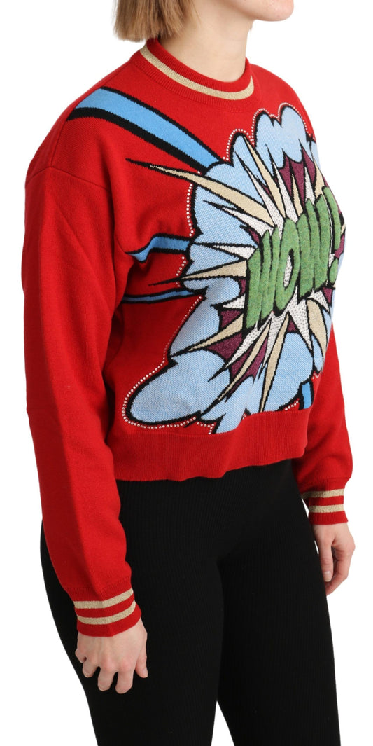 Red Knitted Cashmere Cartoon Top Sweater-Dolce & Gabbana-LabelTerrace.com