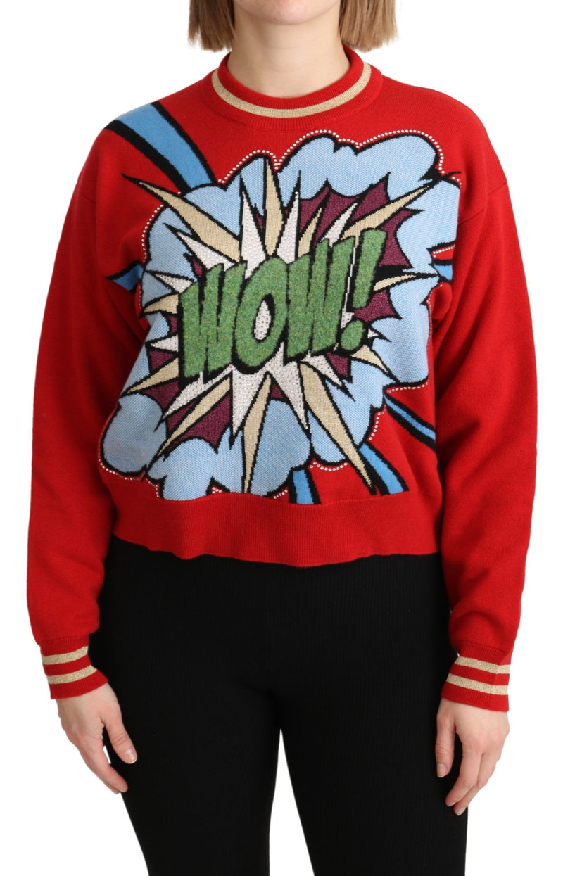 Red Knitted Cashmere Cartoon Top Sweater-Dolce & Gabbana-LabelTerrace.com