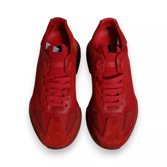 Red Leather Daymaster Low Top Sneakers Shoes-Dolce & Gabbana-LabelTerrace.com