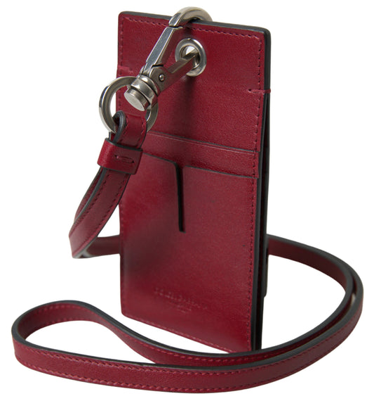 Red Leather Lanyard Logo Slim Card Holder Men Wallet-Dolce & Gabbana-LabelTerrace.com