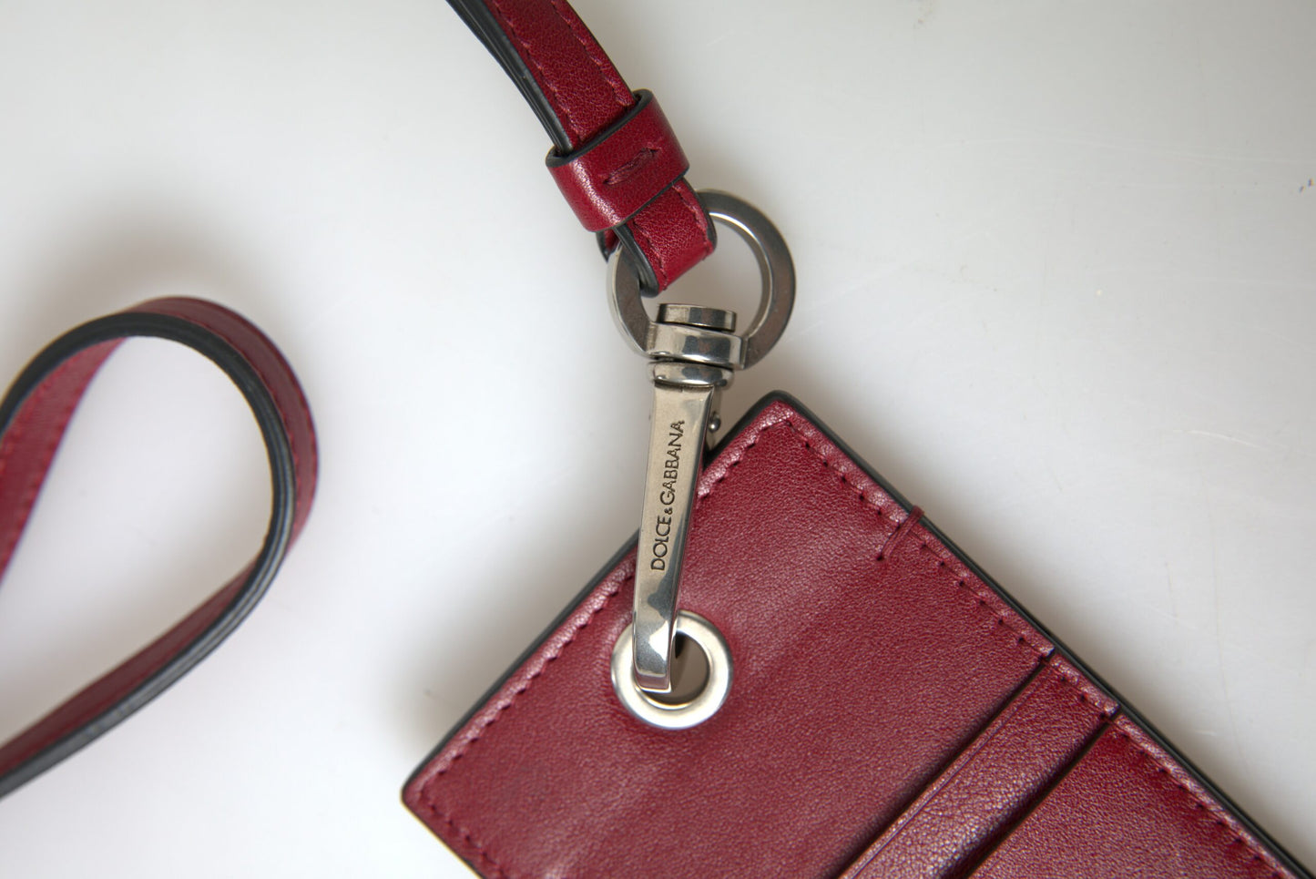 Red Leather Lanyard Logo Slim Card Holder Men Wallet-Dolce & Gabbana-LabelTerrace.com