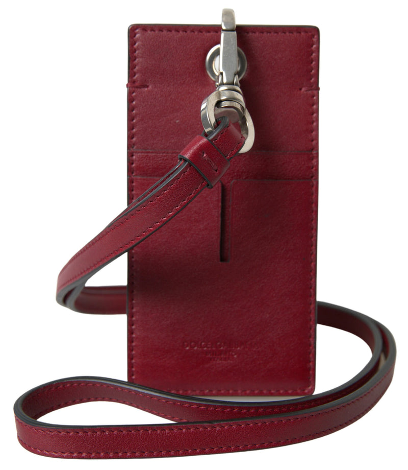 Red Leather Lanyard Logo Slim Card Holder Men Wallet-Dolce & Gabbana-LabelTerrace.com