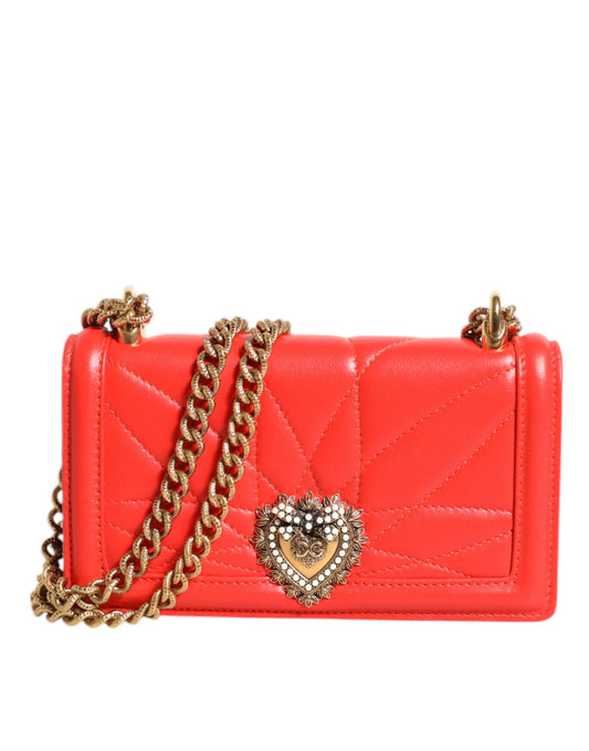 Red Leather Quilted Devotion Crossbody Phone Cover Bag-Dolce & Gabbana-LabelTerrace.com