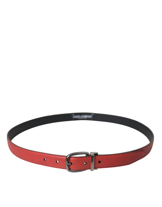 Red Leather Silver Metal Buckle Belt Men-Dolce & Gabbana-LabelTerrace.com