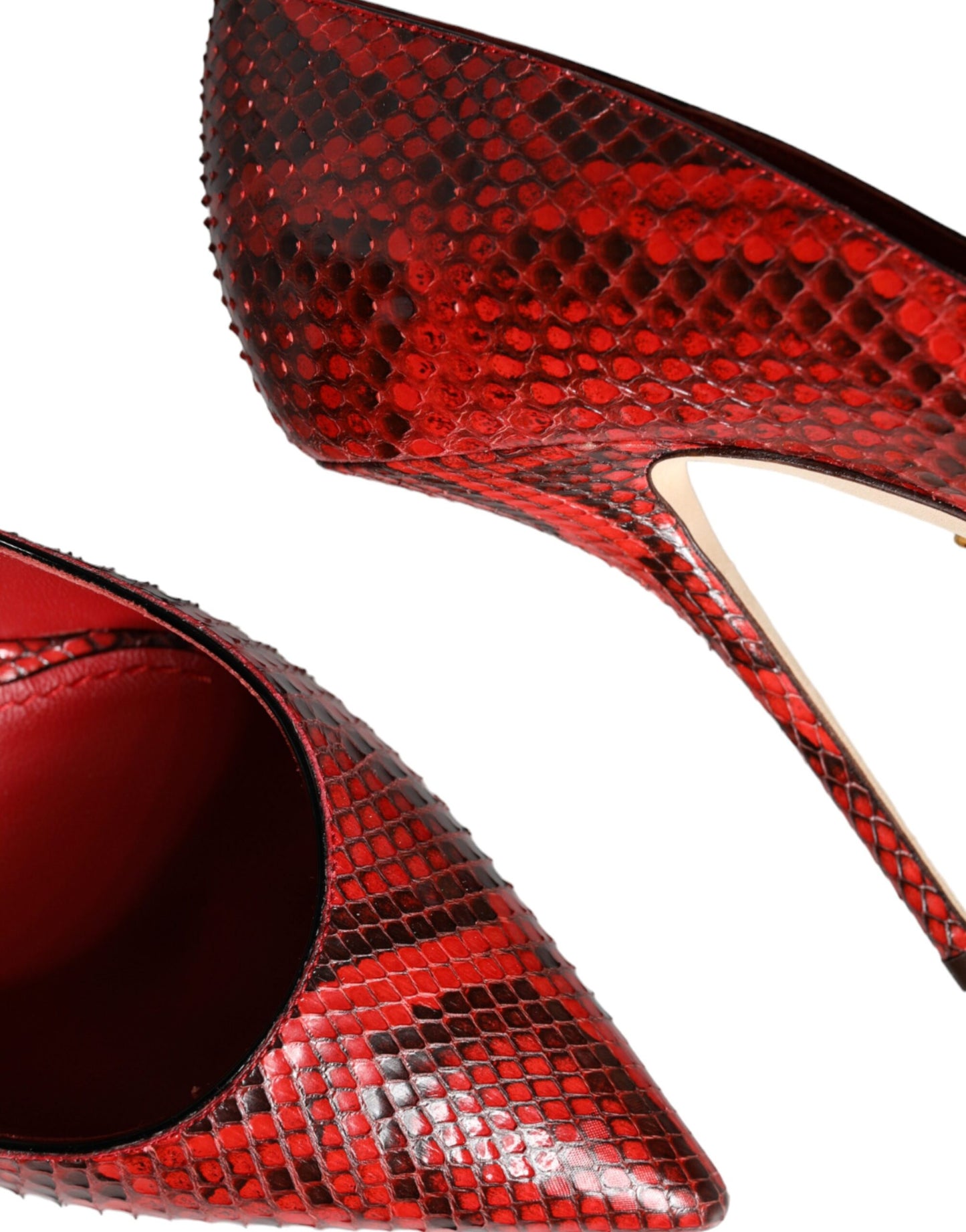 Red Leather Stiletto High Heels Pumps Shoes-Dolce & Gabbana-LabelTerrace.com
