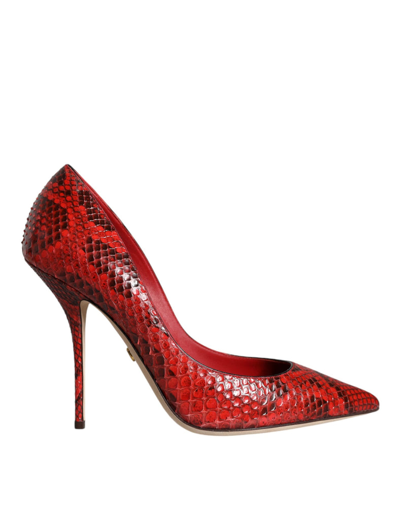 Red Leather Stiletto High Heels Pumps Shoes-Dolce & Gabbana-LabelTerrace.com