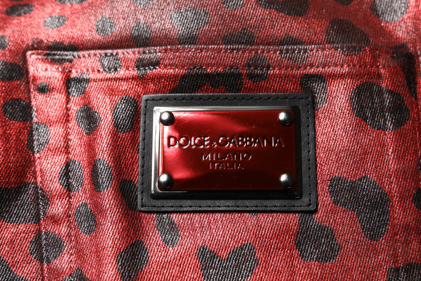 Red Leopard Cotton Straight Men Denim Jeans-Dolce & Gabbana-LabelTerrace.com