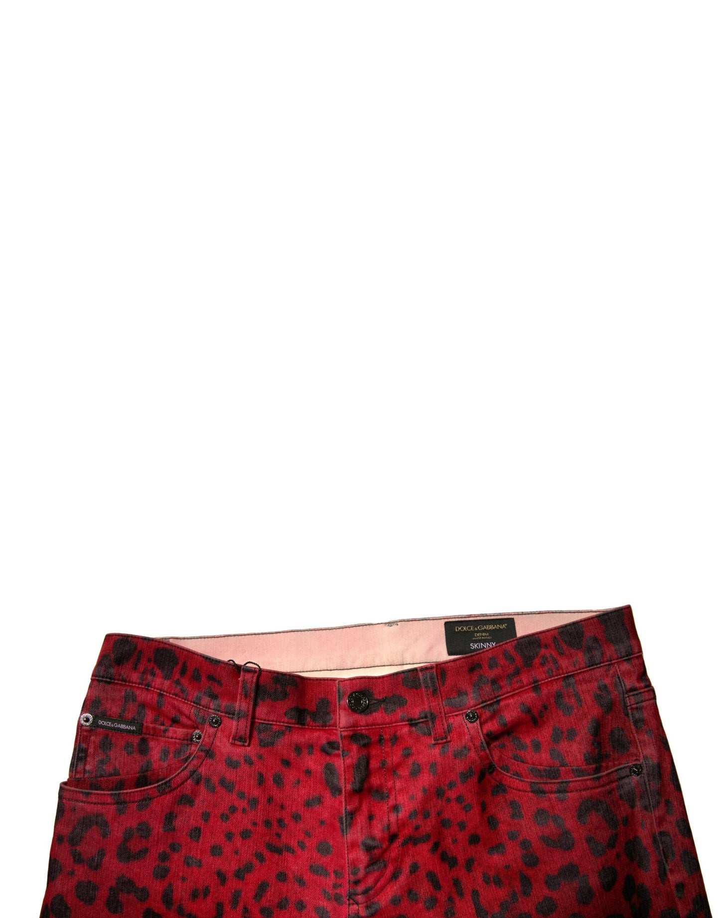 Red Leopard Cotton Stretch Skinny Denim Jeans-Dolce & Gabbana-LabelTerrace.com