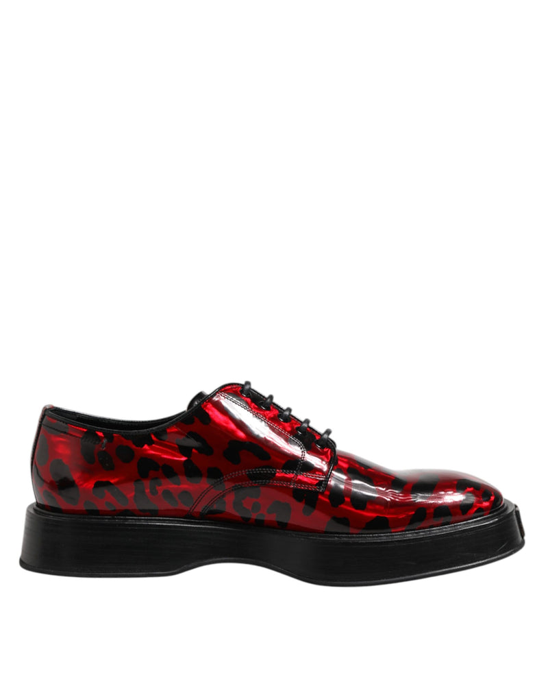 Red Leopard Derby Formal Men Dress Shoes-Dolce & Gabbana-LabelTerrace.com