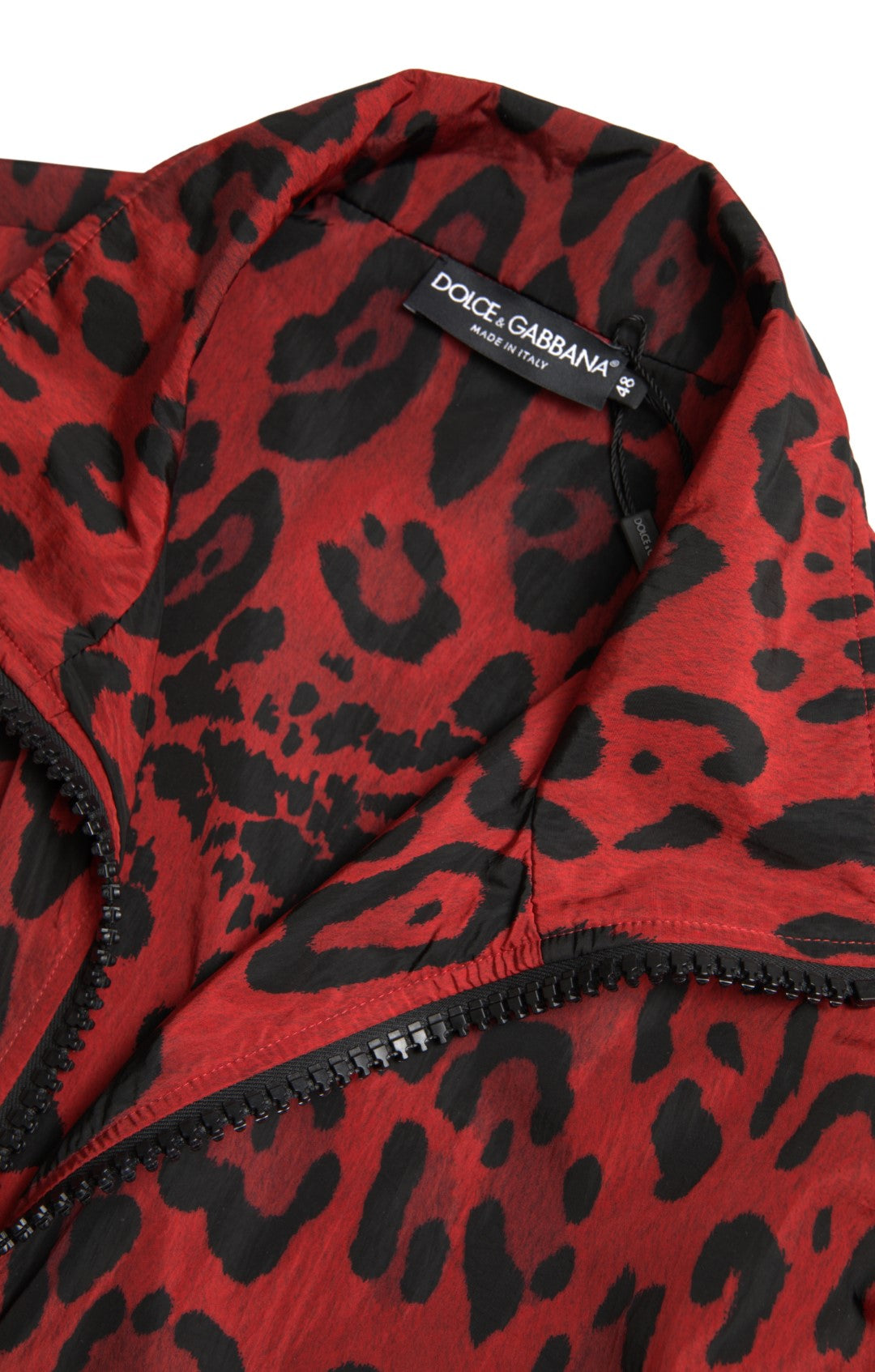 Red Leopard Nylon Full Zip Sweater-Dolce & Gabbana-LabelTerrace.com