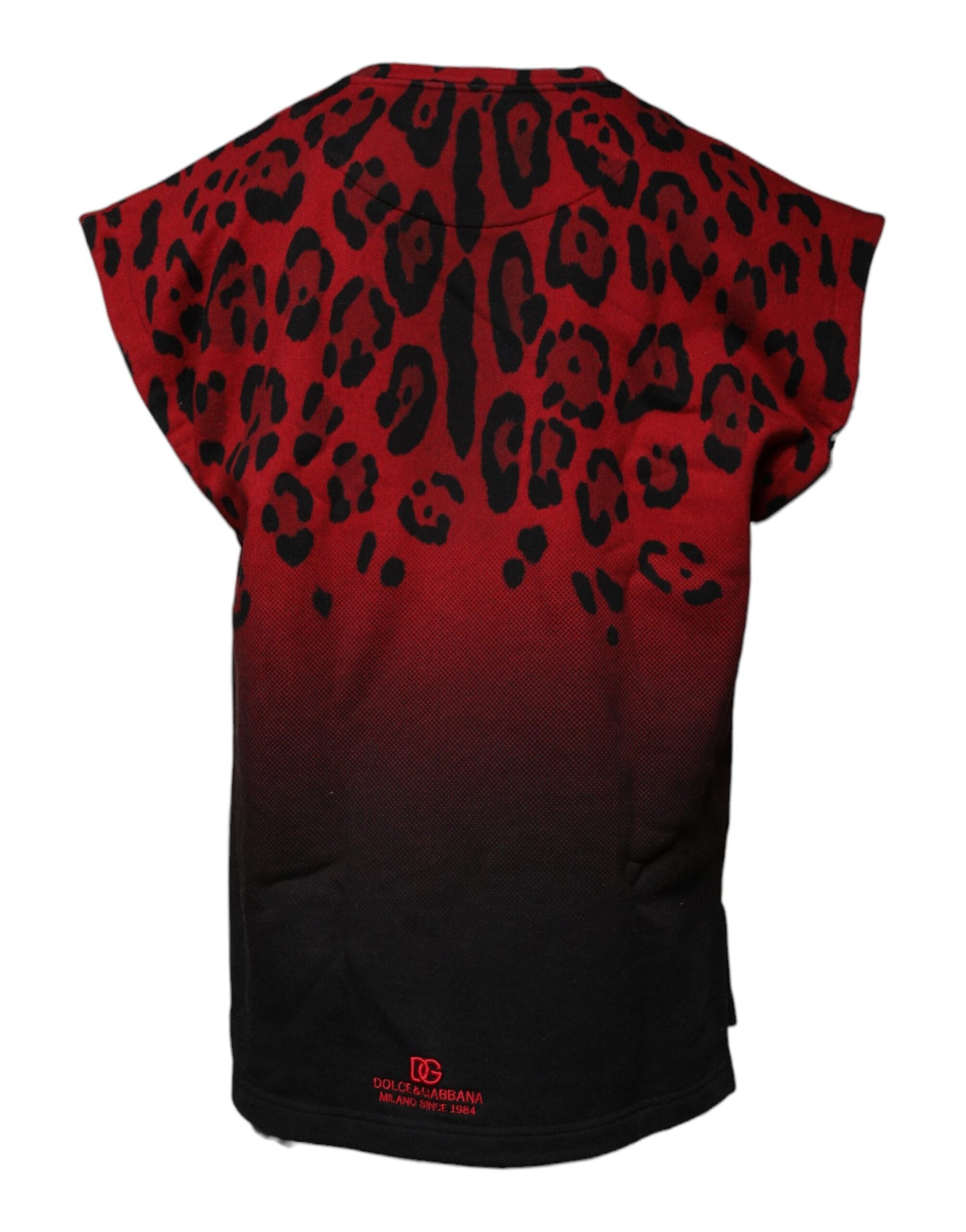 Red Leopard Print Cotton Sleeveless T-shirt-Dolce & Gabbana-LabelTerrace.com