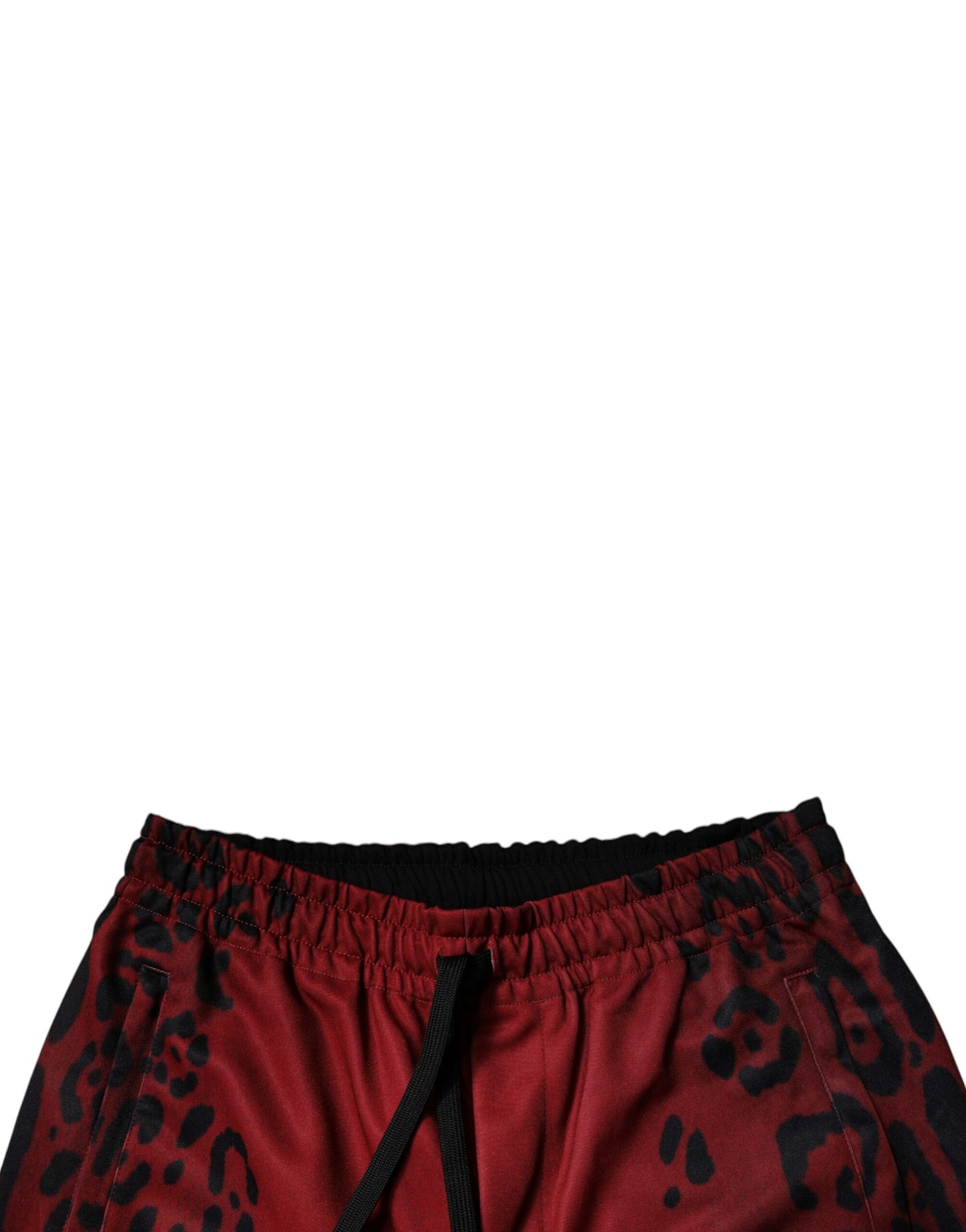 Red Leopard Print Polyester Men Jogger Pants-Dolce & Gabbana-LabelTerrace.com