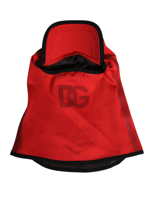Red Logo Polyester Wide Brim Balaclava Hat-Dolce & Gabbana-LabelTerrace.com
