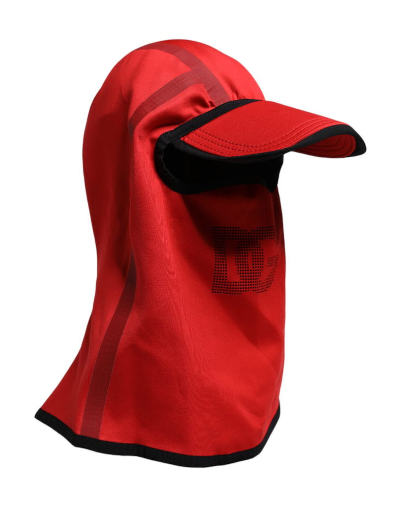 Red Logo Polyester Wide Brim Balaclava Hat-Dolce & Gabbana-LabelTerrace.com