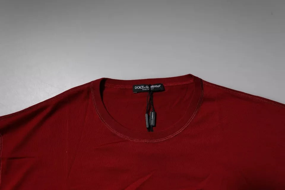 Red Logo Tape Cotton Crew Neck T-shirt-Dolce & Gabbana-LabelTerrace.com