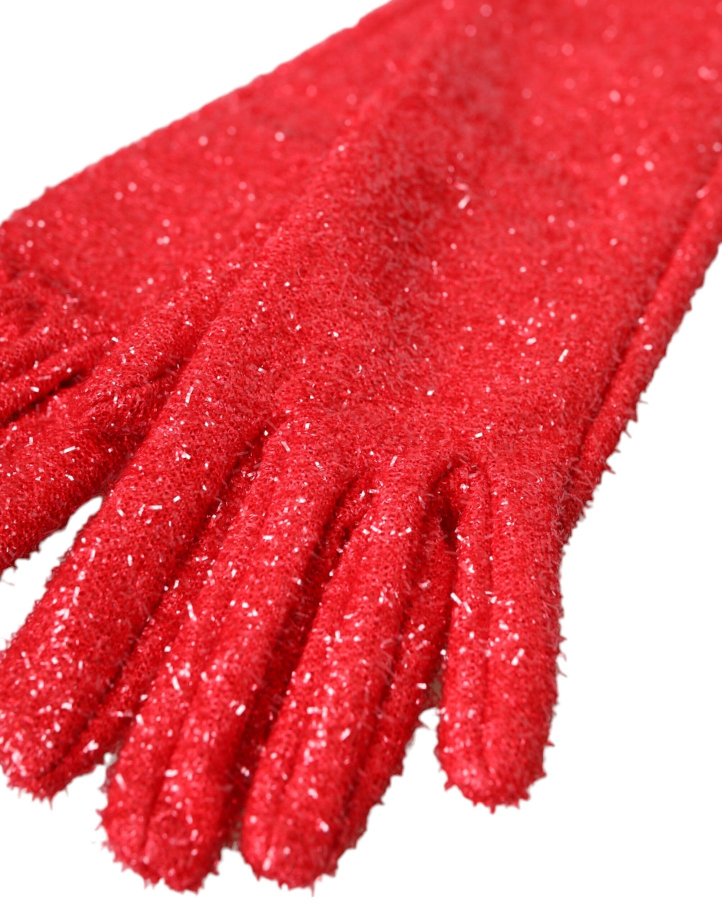 Red Lurex Fantasia Mid Arm Length Gloves-Dolce & Gabbana-LabelTerrace.com