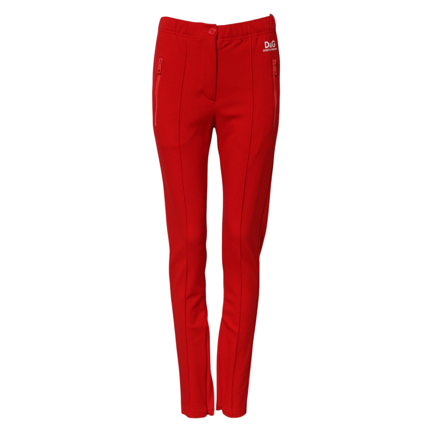 Red Mid Waist Slim Fit Pants-Dolce & Gabbana-LabelTerrace.com