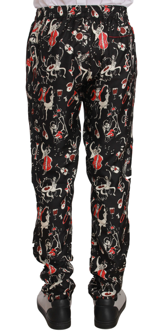 Red Musical Instrument Print Sleepwear Pants-Dolce & Gabbana-LabelTerrace.com