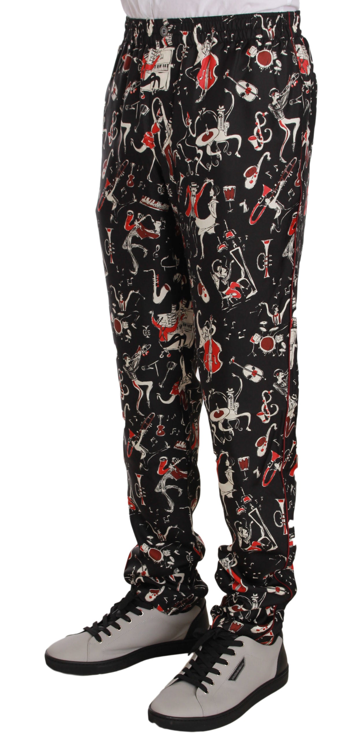 Red Musical Instrument Print Sleepwear Pants-Dolce & Gabbana-LabelTerrace.com